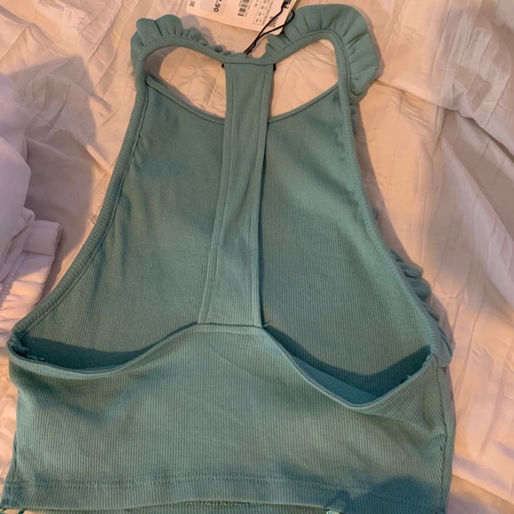 Zara Teal Frill Crop Top - Picture 3 of 3